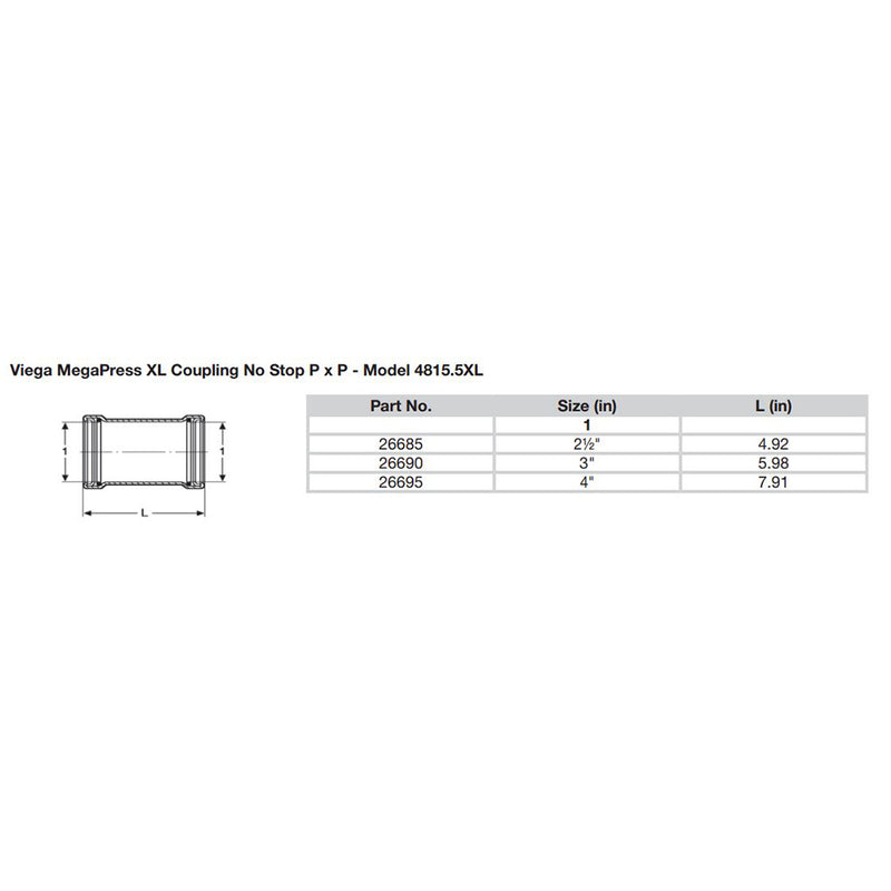 Viega MegaPress 4" Carbon Steel Coupling w/o Stop w/FMK - Double Press Connection - Smart Connect Technology [26695] - Mealey Marine