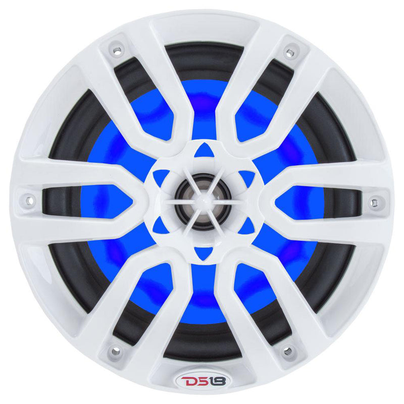 DS18 HYDRO 6.5" 2-Way Marine Speakers w/RGB LED Lights 300W - White [NXL-6]