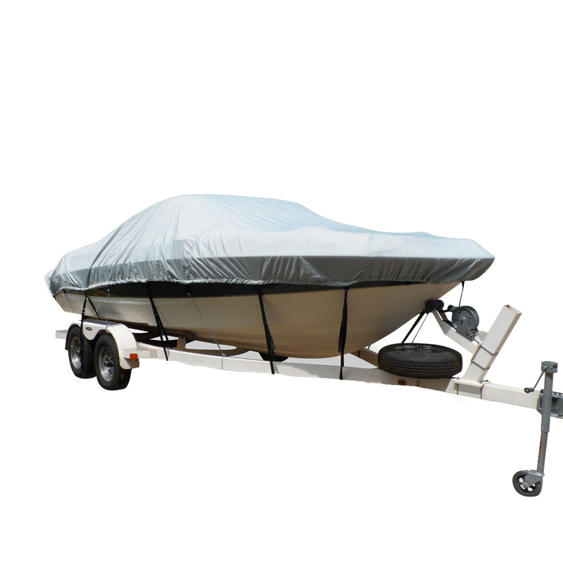 Carver Flex-Fit PRO Polyester Size 4 Boat Cover f/V-Hull  Tri-Hull Boats I/O or O/B - Grey [79004] - Mealey Marine