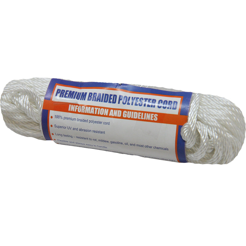 Sea-Dog Solid Braid Polyester Cord Hank - 1/8" x 50 - White [303303050WH-1] - Mealey Marine