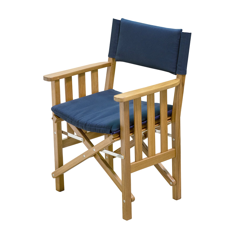 Whitecap Directors Chair II w/Navy Cushion - Teak [61052] - Mealey Marine