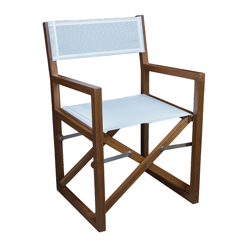 Whitecap Directors Chair w/White Batyline Fabric - Teak [63061] - Mealey Marine