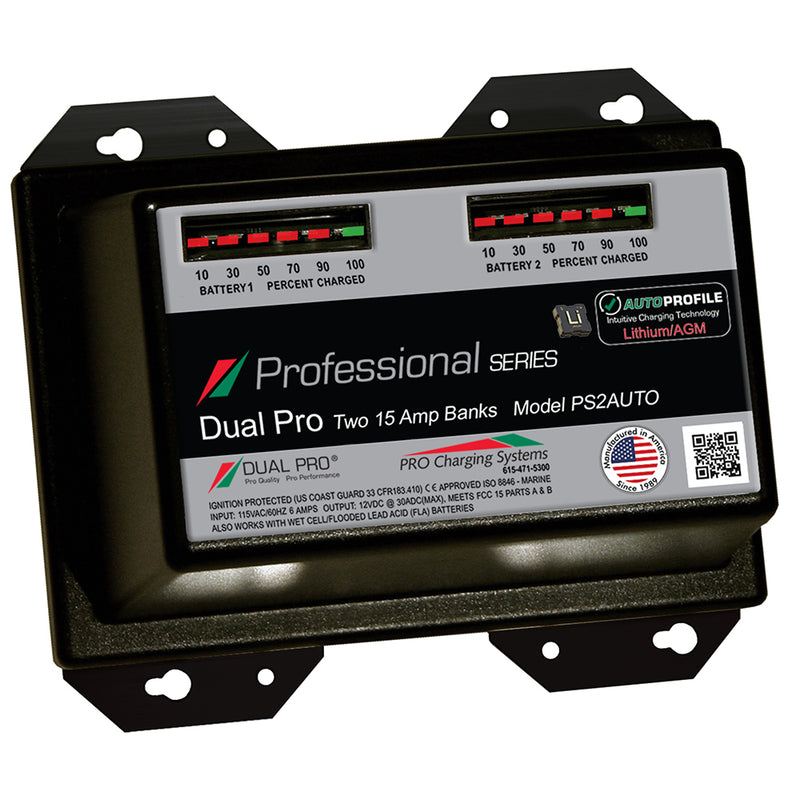 Dual Pro PS2 Auto 15A - 2-Bank Lithium/AGM Battery Charger [PS2AUTO] - Mealey Marine
