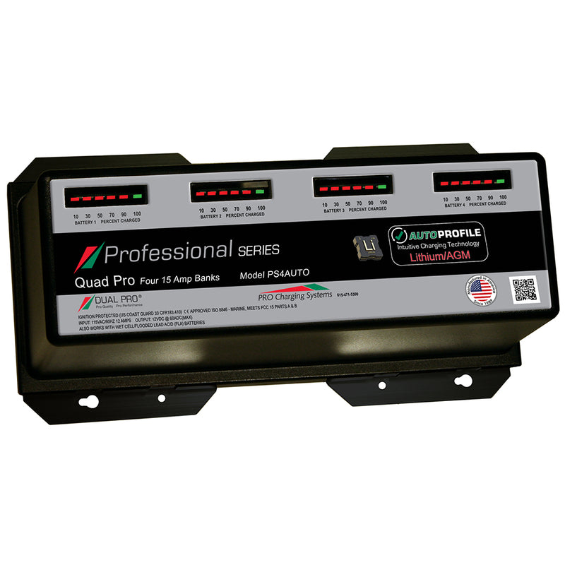 Dual Pro PS4 Auto 15A - 4-Bank Lithium/AGM Battery Charger [PS4AUTO] - Mealey Marine
