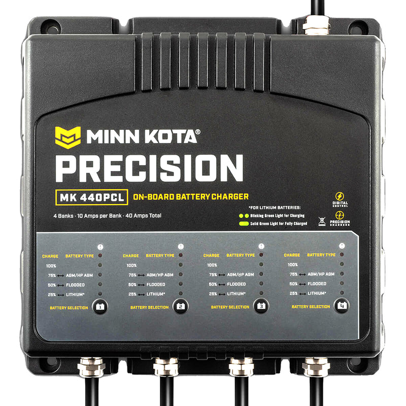 Minn Kota On-Board Precision Charger MK-440 PCL 4 Bank x 10 AMP LI Optimized Charger [1834401] - Mealey Marine