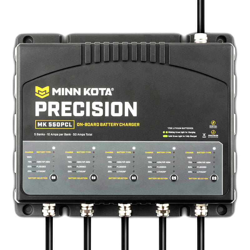 Minn Kota On-Board Precision Charger MK-550 PCL 5 Bank x 10 AMP LI Optimized Charger [1835500] - Mealey Marine