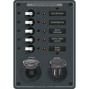 Blue Sea 8120 Breaker Panel 5 Position w/DC Socket  Dual USB [8120] - Mealey Marine