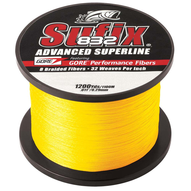 Sufix 832 Advanced Superline Braid - 10lb - Hi-Vis Yellow - 1200 yds [660-310Y] - Mealey Marine