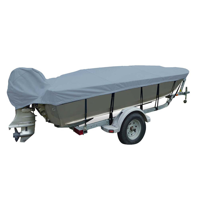 Carver Poly-Flex II Wide Series Styled-to-Fit Boat Cover f/13.5 V-Hull Fishing Boats - Grey [71113F-10] - Mealey Marine