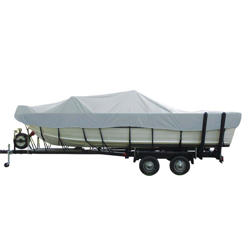 Carver Poly-Flex II Wide Series Styled-to-Fit Boat Cover f/18.5 Aluminum V-Hull Sterndrive Boats with Walk-Thru Windshield - Grey [72418F-10] - Mealey Marine