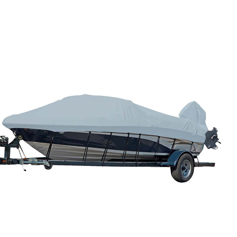 Carver Sun-DURA Styled-to-Fit Boat Cover f/16.5 V-Hull Runabout Boats w/Windshield  Hand/Bow Rails - Grey [77016S-11] - Mealey Marine