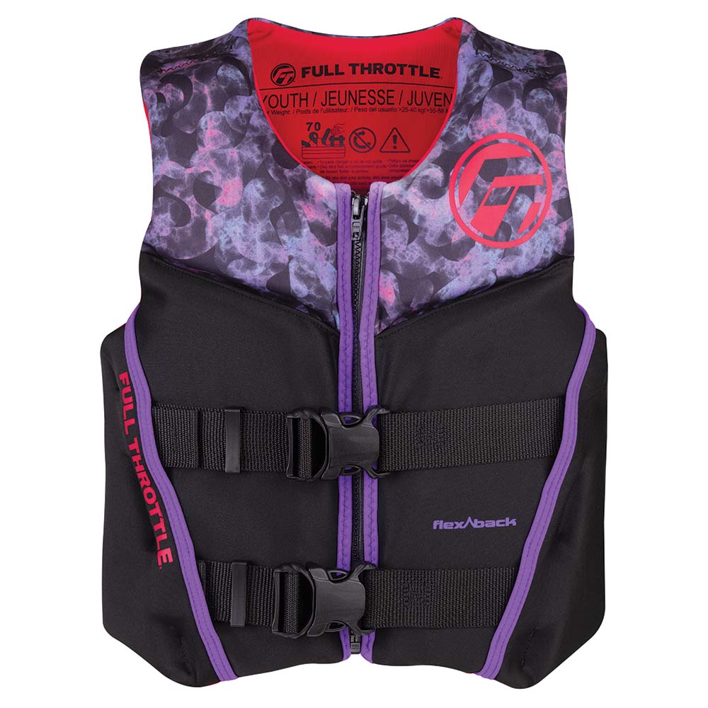 Full Throttle Youth Rapid-Dry Flex-Back Life Jacket - Pink/Black [142500-105-002-22] - Mealey Marine