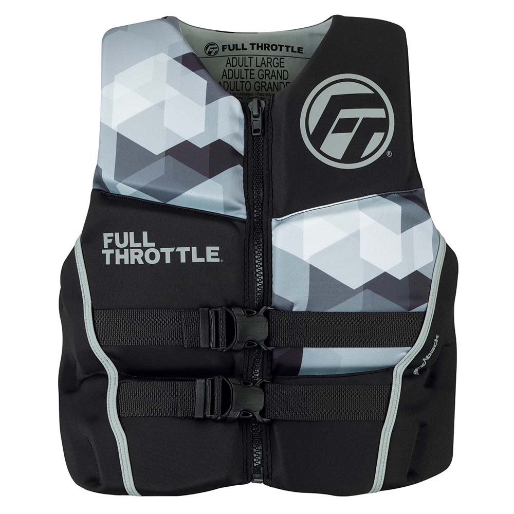Full Throttle Mens Rapid-Dry Flex-Back Life Jacket - XL - Black/Grey [142500-701-050-22] - Mealey Marine