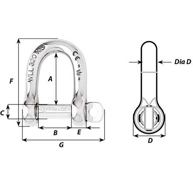 Wichard Self-Locking D Shackle - Diameter 8mm - 5/16" [01204]