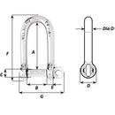 Wicahrd Self-Locking Long D Shackle - Diameter 5mm - 3/16" [01212]