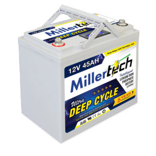 Millertech Lithium 12V 45Ah Deep Cycle Battery w/ Cigarette Lighter Power Port