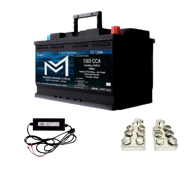 Monster Marine Lithium 12V 120AH 1300CCA Battery w/ Bluetooth [MML-13C120B]